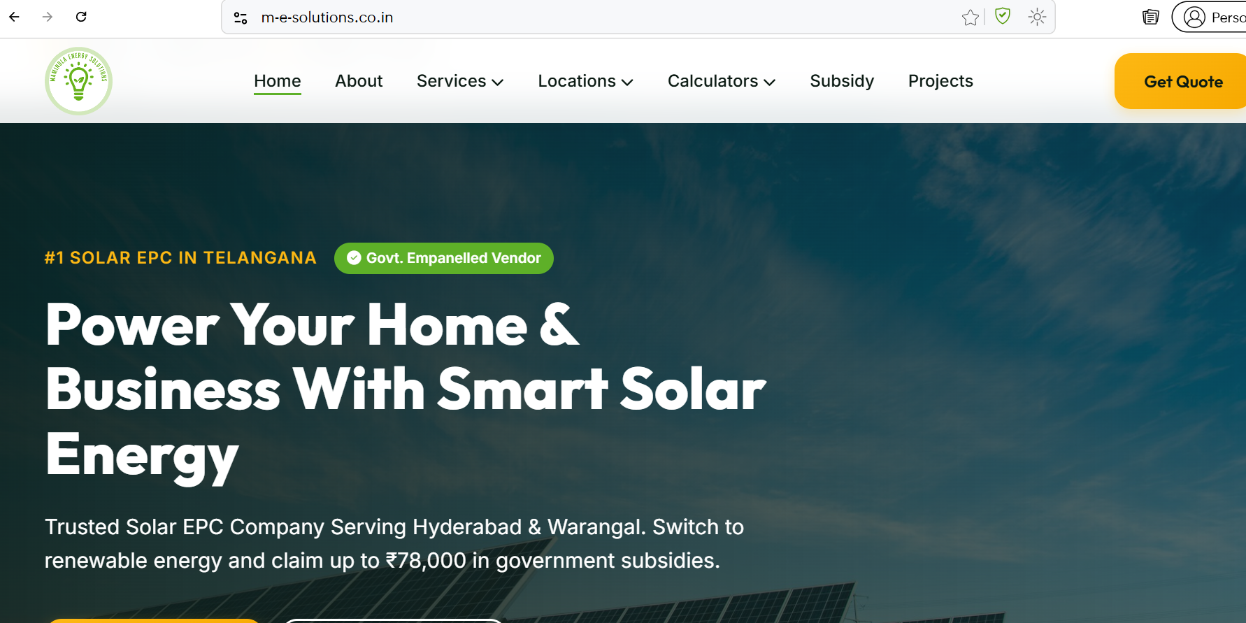 M-E-Solutions.co.in preview